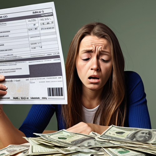 **

Prompt: A stressed person looking overwhelmed by bills and financial papers. In the background, faint images of different types of cash advance options (bank loan, payday loan, credit card cash advance) are visible, creating a sense of confusion. The color palette is muted and anxious, reflecting the feeling of financial strain. The overall style aims for realism.

**