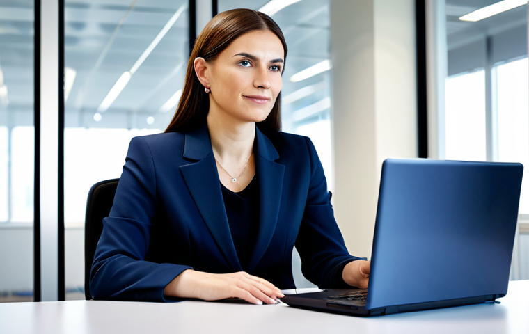Net Bank Advantage**

A professional woman in a modest blazer and dress, sitting at a desk with a laptop displaying a net bank interface, fully clothed, appropriate attire, safe for work, perfect anatomy, natural proportions, modern office setting, bright lighting, professional quality, family-friendly. The scene conveys financial savvy and smart banking choices.

**