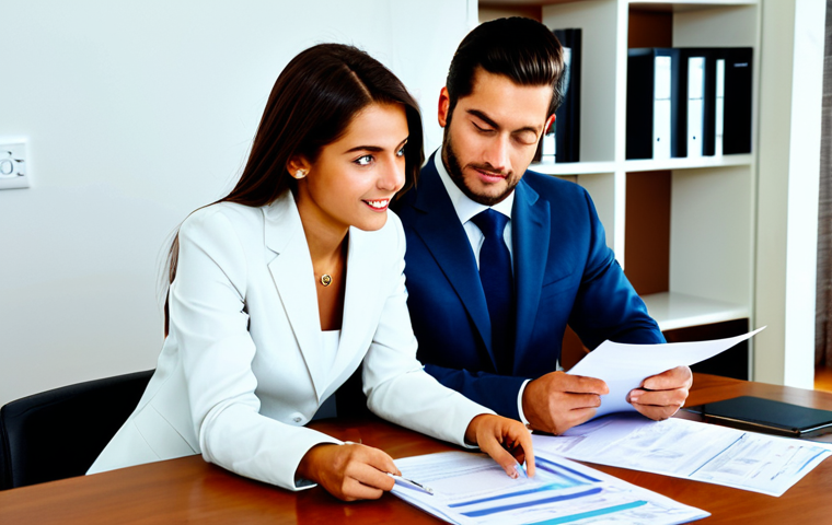 Comparing Loan Options**

"A young couple, fully clothed in professional attire, sitting at a table reviewing loan documents and a comparison chart of interest rates. The scene is a bright, modern living room. Safe for work, appropriate content, family-friendly. Perfect anatomy, correct proportions, natural pose, well-formed hands, proper finger count, natural body proportions, high quality."

**