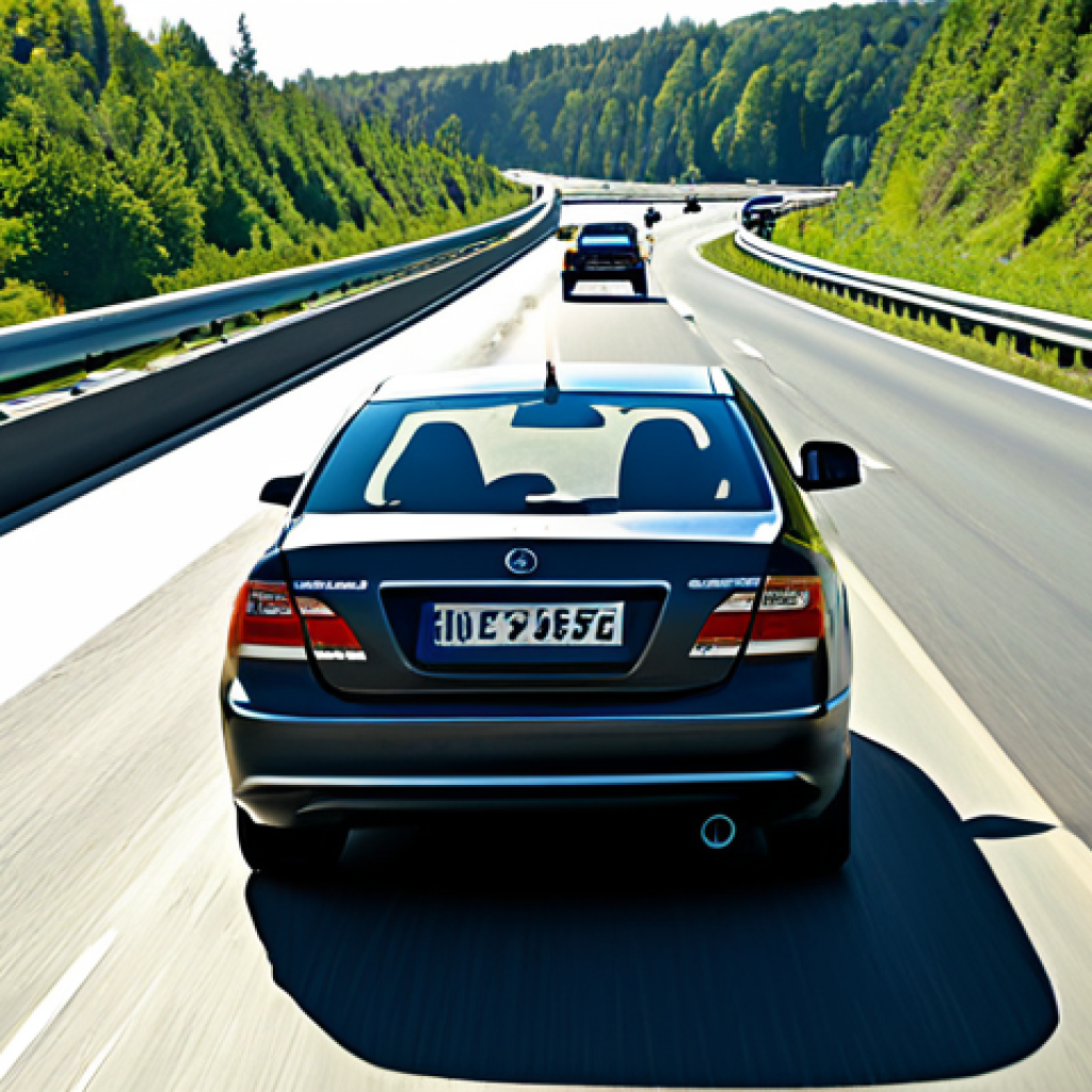 리스 차량 연료비 절약 - Eco-Driving Scene**

"A driver practicing eco-driving techniques on a highway, fully clothed, modest...