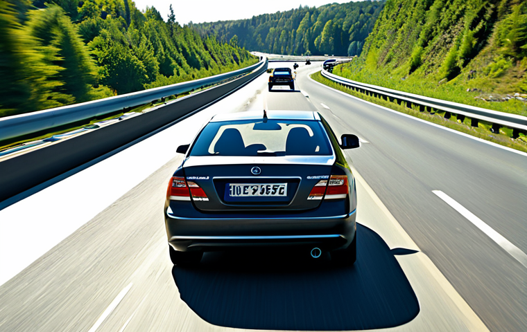 리스 차량 연료비 절약 - Eco-Driving Scene**

"A driver practicing eco-driving techniques on a highway, fully clothed, modest...