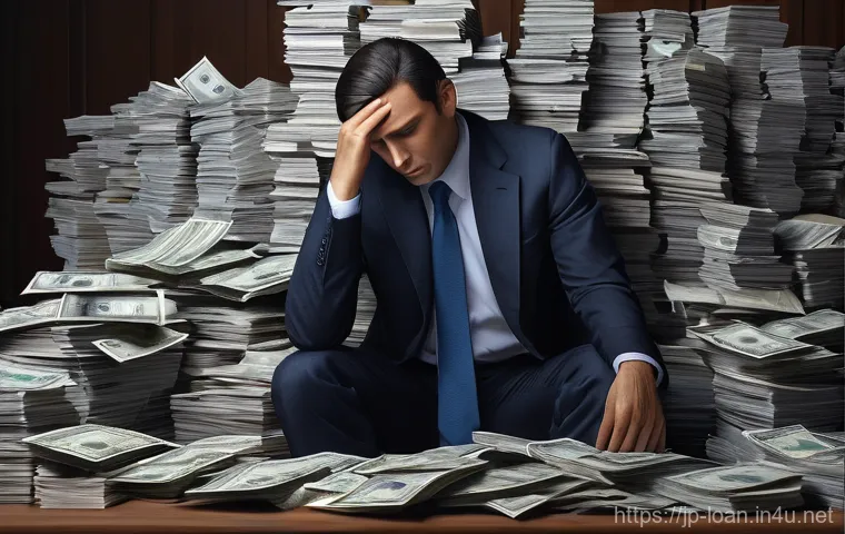 대출 조정 신청 방법 - **The burden of debt:** Feeling overwhelmed, stressed, sleepless nights, looking at bills.